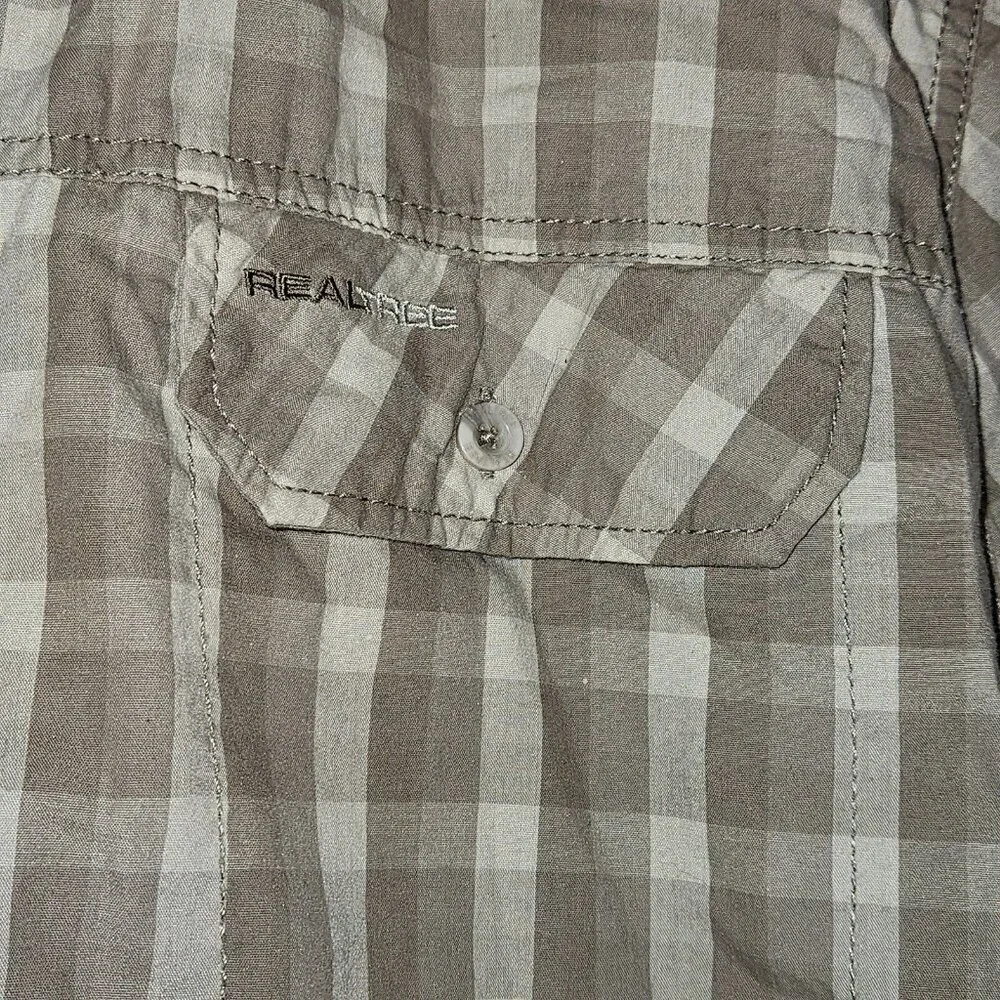Realtree Brown Plaid Shirt Men's 2XL Button Front Short Sleeves